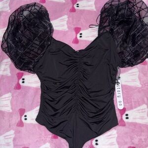 Black Puff Sleeve Bodysuit